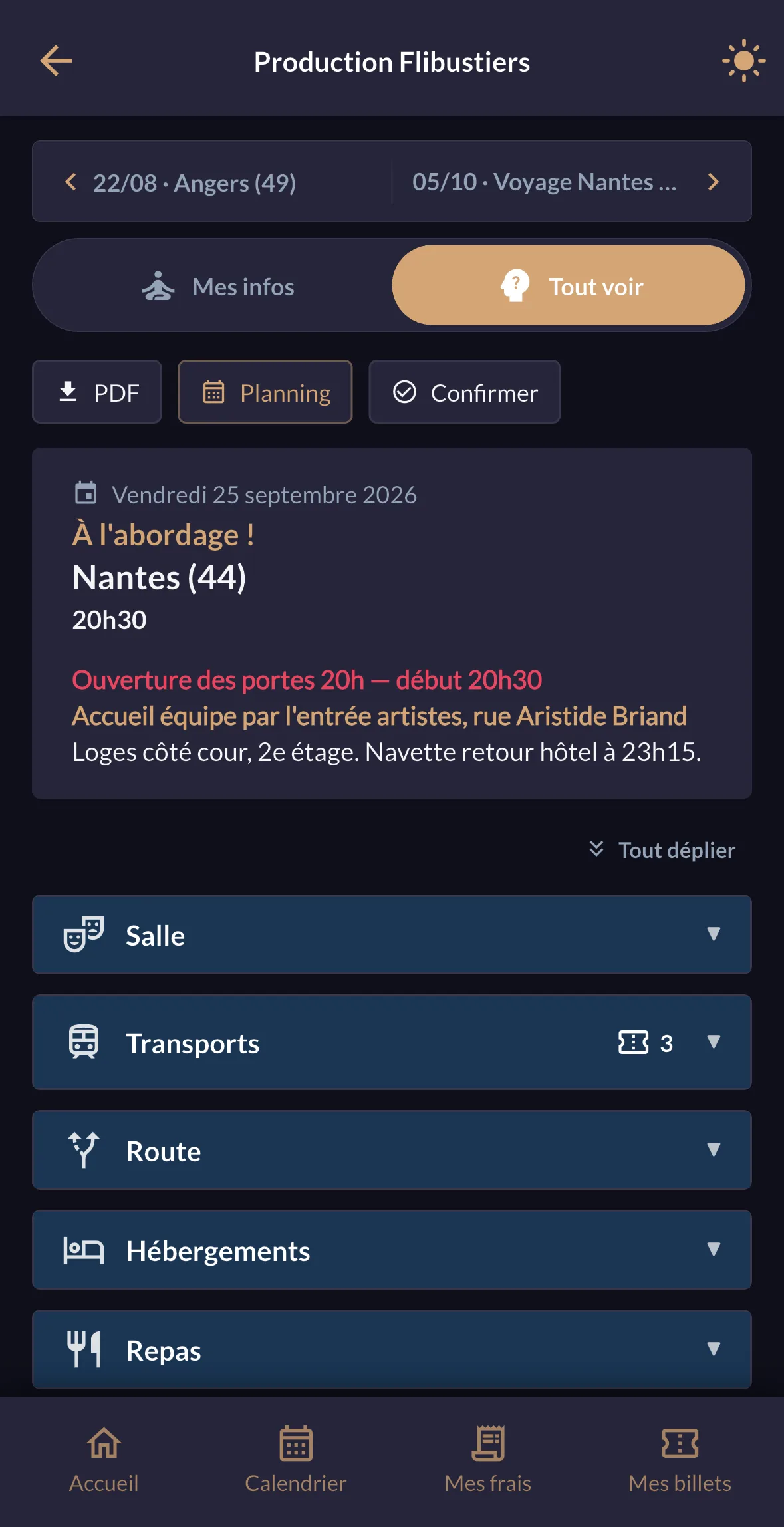 Une feuille de route en mode sombre
