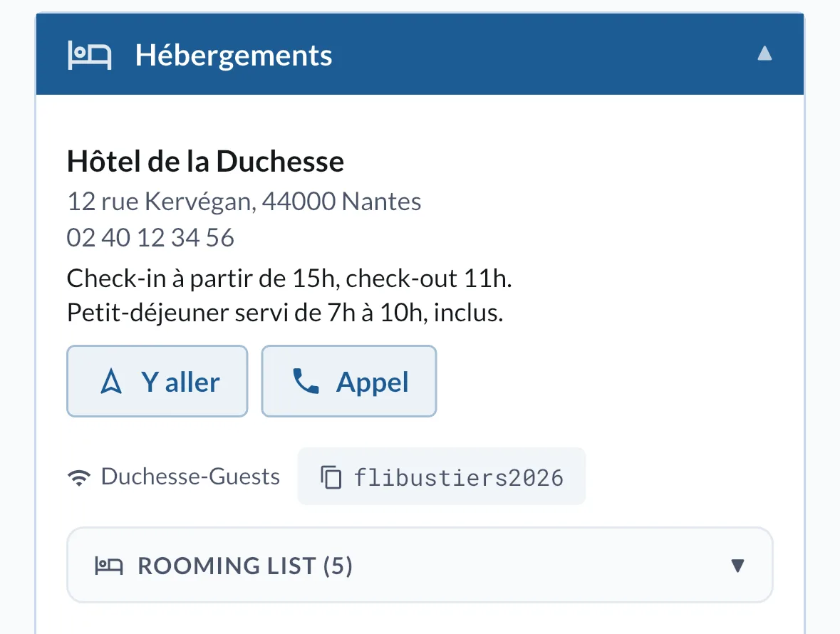 Le bloc Hébergements