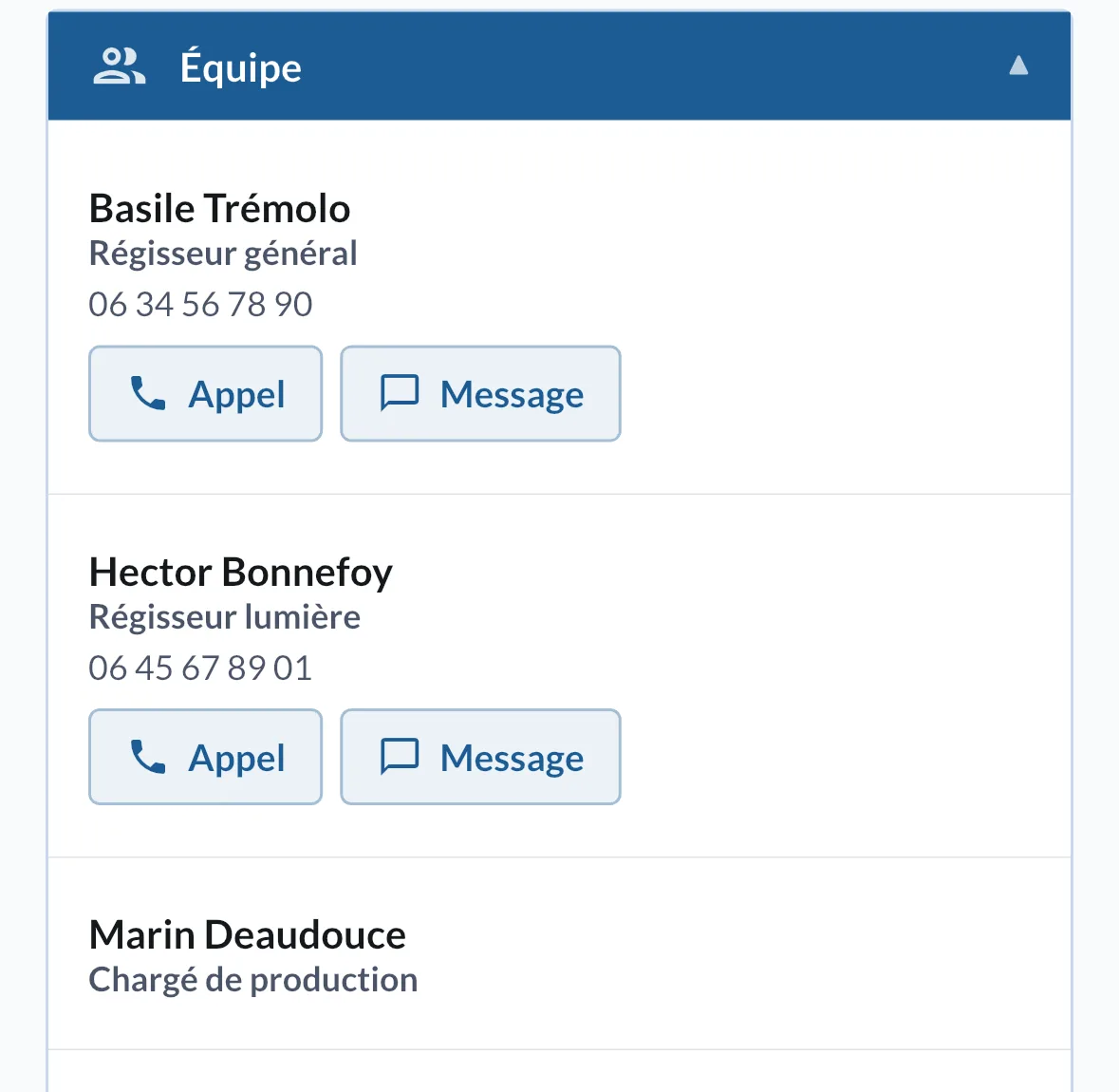 Le bloc Équipe