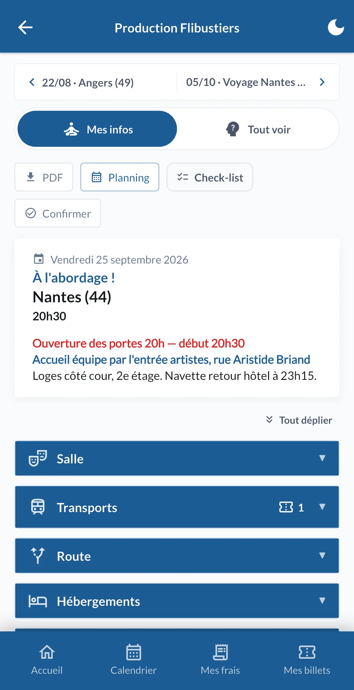 La barre d'outils avec le bouton Check-list