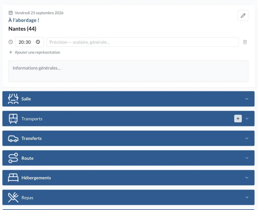 La page d'une date, vide