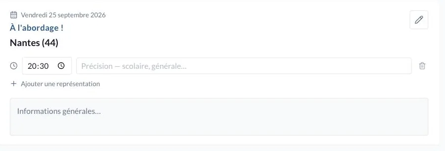 Bloc d'informations générales mis en forme