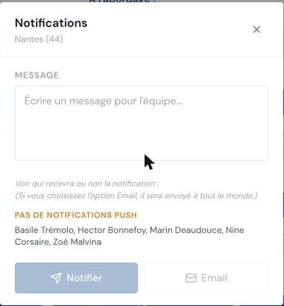 La fenêtre de notification d'une date