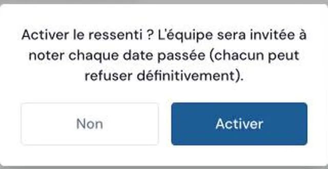 Dialogue de confirmation d'activation du ressenti
