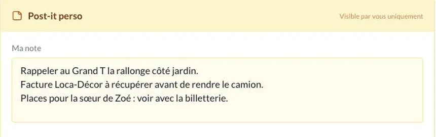 Le post-it perso sur une feuille de route