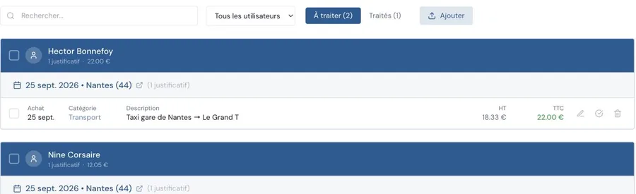 La gestion des justificatifs à traiter